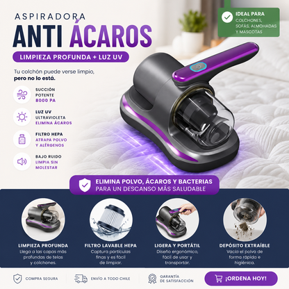 Aspiradora UV AntiAcaros Limpieza Profunda