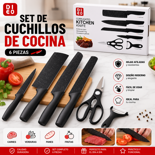 SET DE CUCHILLOS COCINA 6 PIEZAS